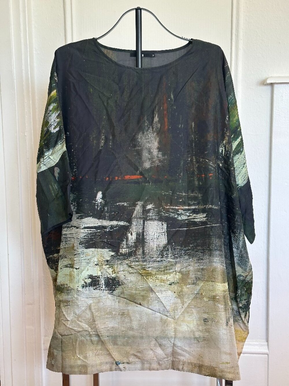 Jarbo 100% Silk Artwear Tunic | OS | Abstract Print | Oversized Drape